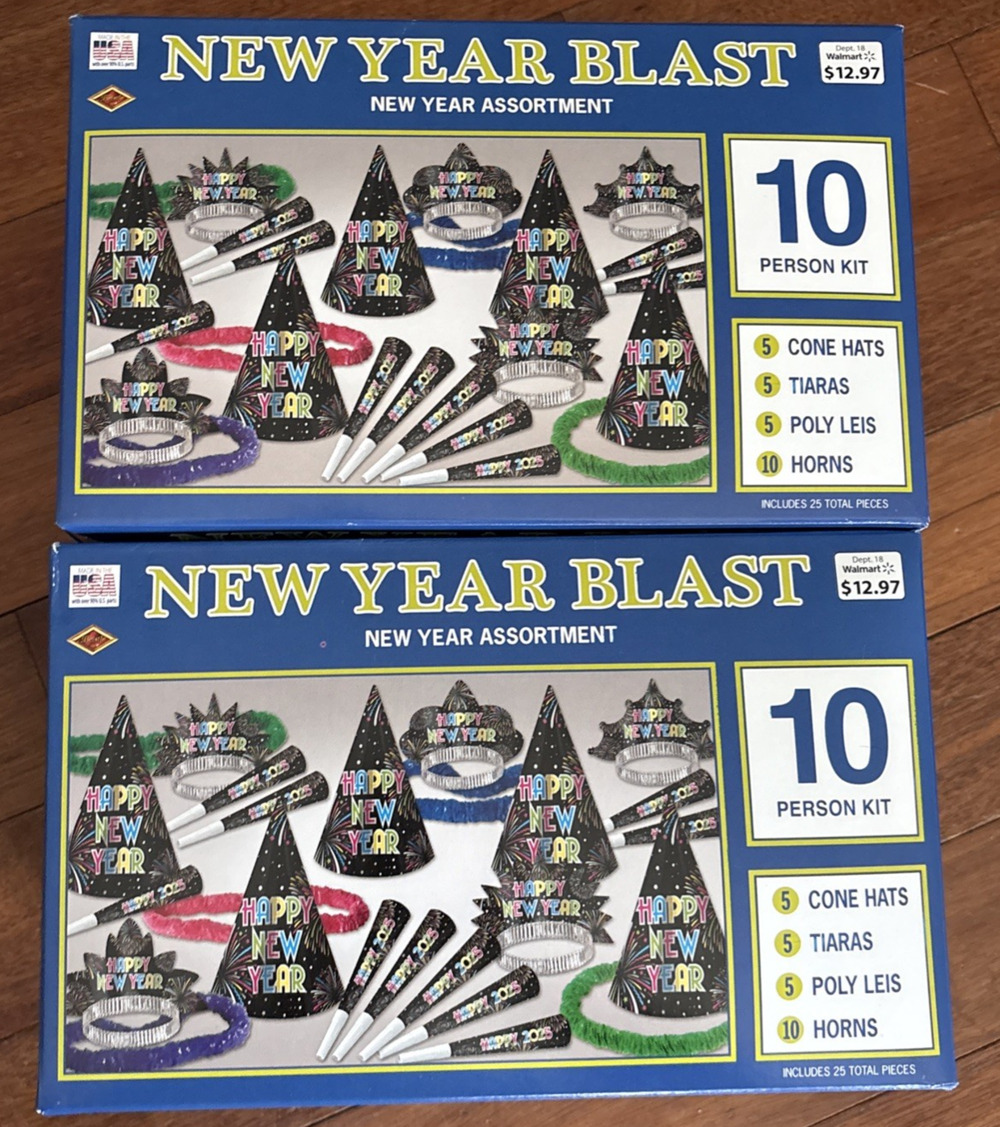 New Years Eve Day Party Supplies Decorations Kit Birthday Hat Lot X2 Tiara Horn